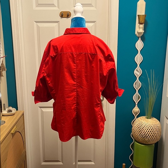 New York & Company Red Button Down Shirt - Picture 2 of 7